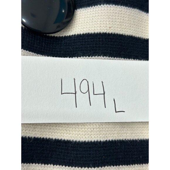 J.Crew Womens Striped Blazer Jacket Size L Navy White Wool Blend Double-Breasted - Picture 8 of 8